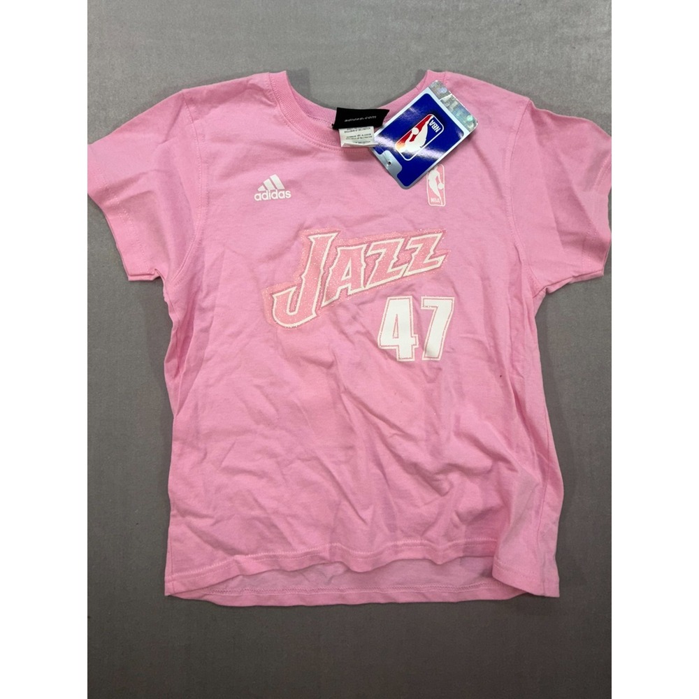 New Adidas NBA Utah Jazz Andrei Kiilrenko Jersey Kids Shirt Pink size Medium